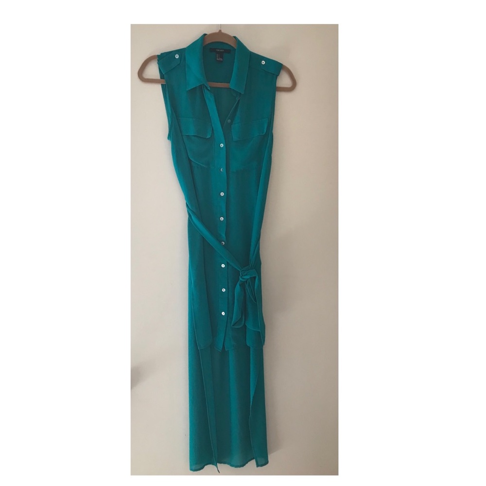 Sheer teal short sleeve dress